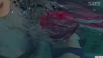 Mischievous Japanese schoolgirls in swimsuits give their swim coach an underwater handjob and blowjob while trying not to get caught by classmates in HD with English subtitles