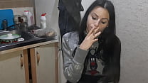 Smoking girl watching my lesbian sex